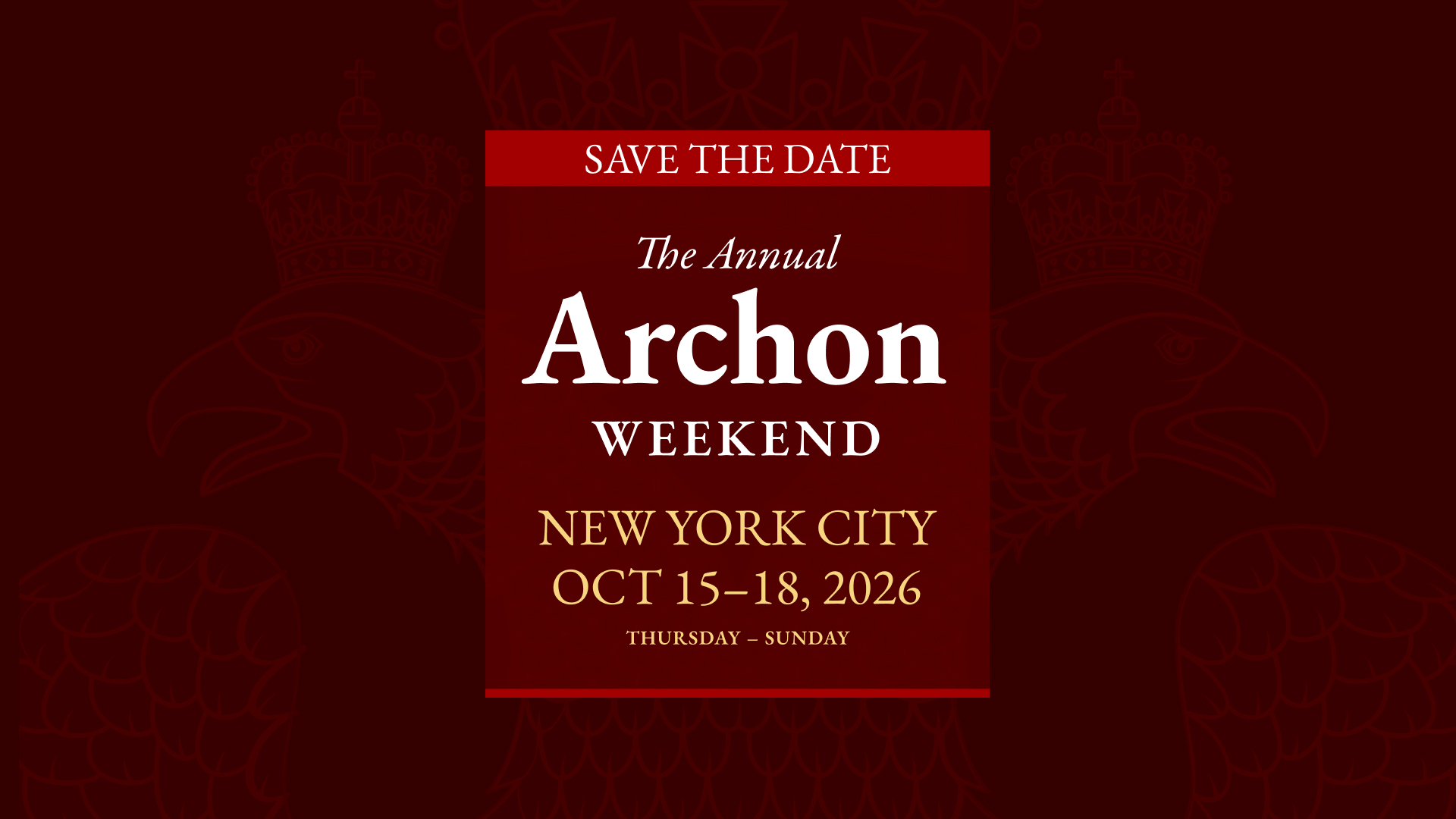 Save Date Archon Weekend 2026