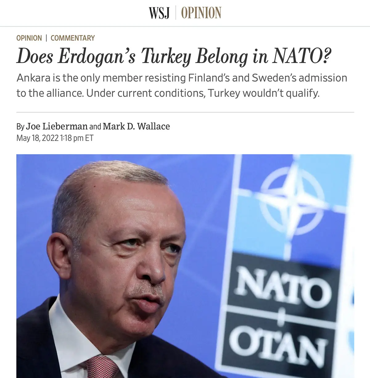 Wall Street Journal Asks: Does Erdogan's Turkey Belong In NATO ...